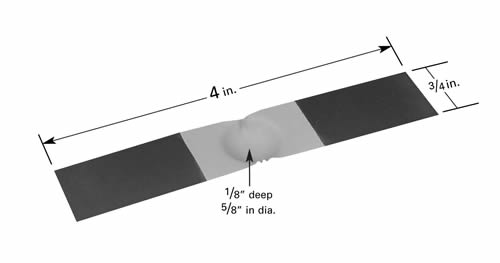 Alumina coated evaporation boat S9B with Ø16x4.8mm dimple, 102mm L x 19mm W