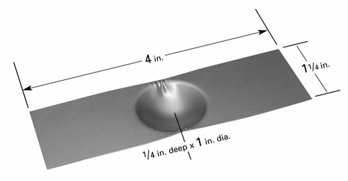 Evaporation boat S9E with Ø25,4x6,3mm dimple, 102mm L x 32mm W 