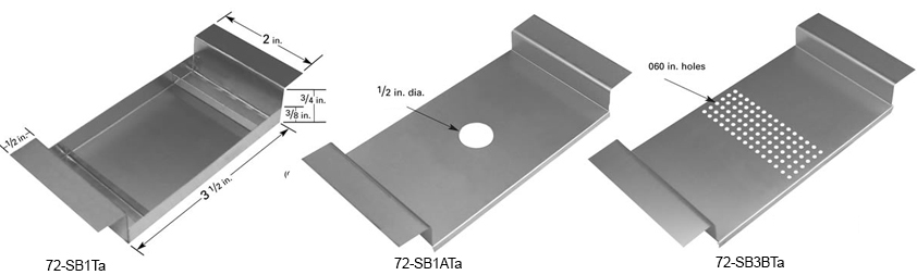 Tantalum evaporation source SB1, 91 x 50 x 9.5mm trough, 114mm L x 51mm W