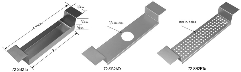 Tantalum evaporation source SB2, 76 x 19 x 9.5mm trough, 103mm L x 19mm W