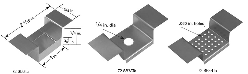 Tantal-Verdampfungsschiffchen SB3, 25 x 19 x 9,5 mm Vertiefung, 52 mm L x 19 mm B