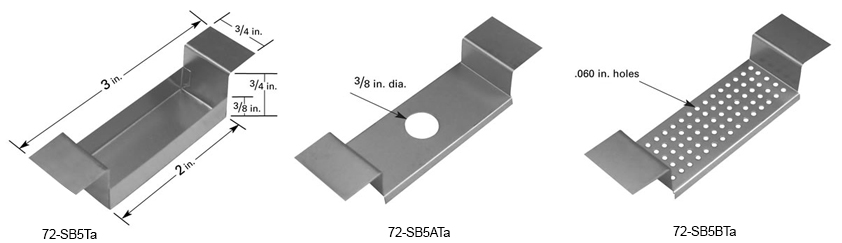 Tantalum evaporation source SB5, 50 x 19 x 9.5mm trough,  76mm L x 19mm W