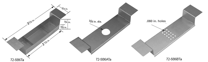 Tantalum evaporation source SB6, 63.5 x 19 x 9.5mm trough, 89mm L x 19mm W