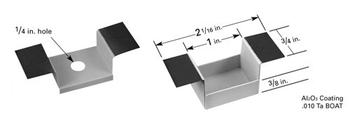 Alumina coated tantalum evaporation source SB3, 25 x 19 x 9.5mm trough, 52mm L x 19mm W